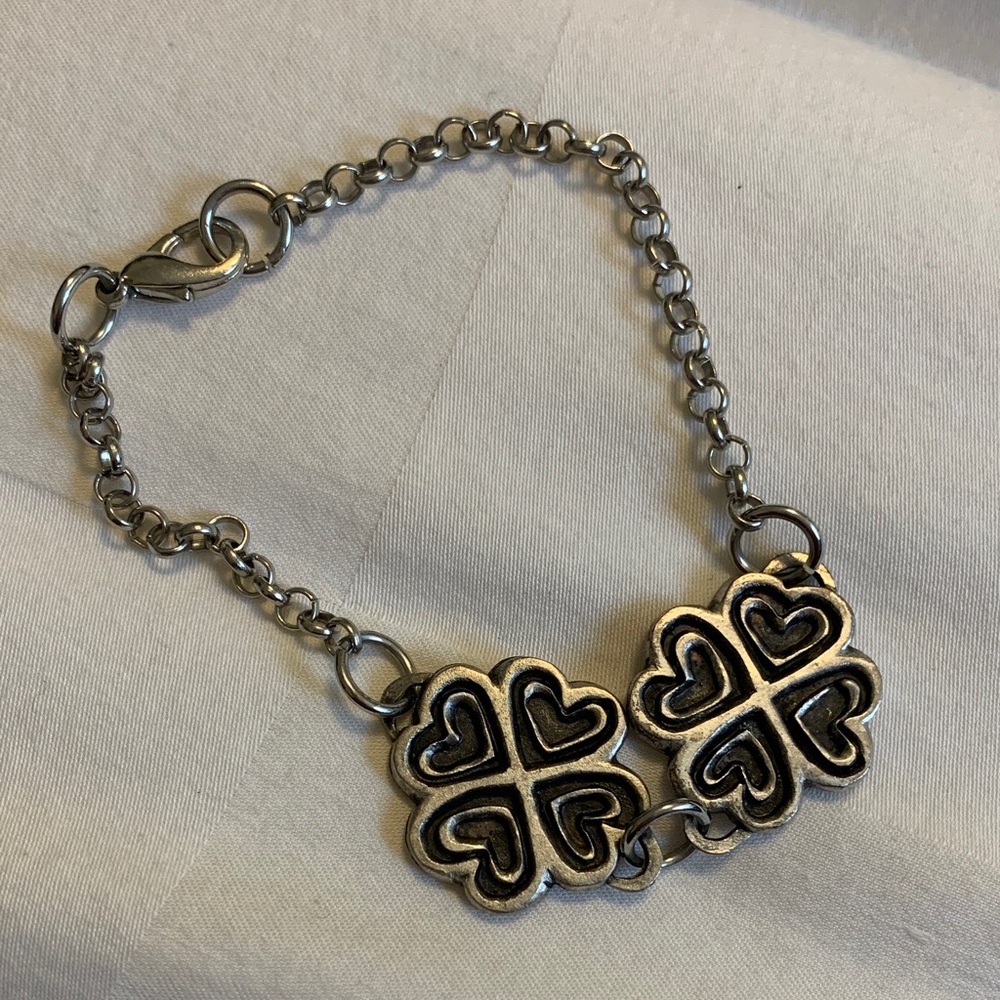 JoR Croatian Artist Silver Bracelet Hearts & Clovers NIB